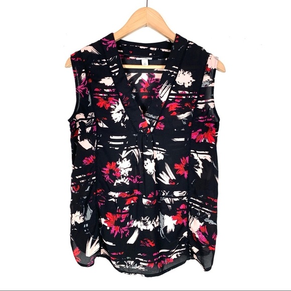 Halogen Tops - Halogen Blouse Black V-Neck Sleeveless Small